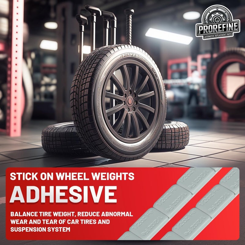 ProRefine Store Upgraded 1/2oz 48Pcs Adhesive Wheel Weights Stick On for Steel Rims Corrosion-Resistant Coated Painted Tire Balancing Weight 0.5 oz, 48 Pack - Image 2